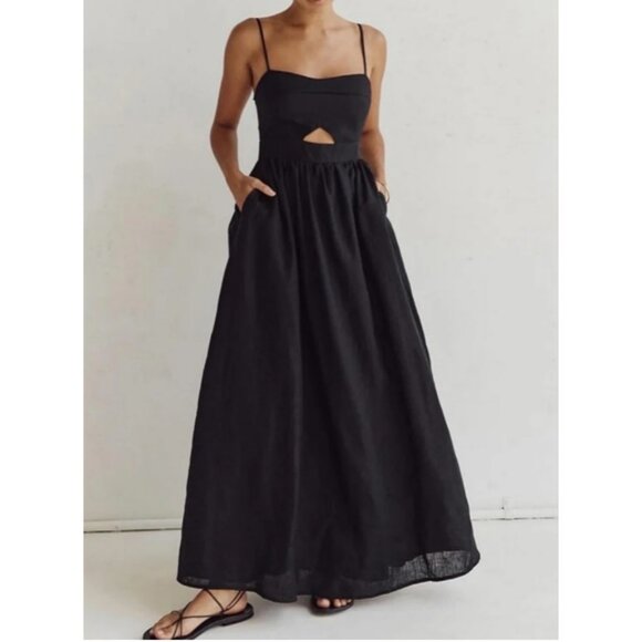 Commense Dresses & Skirts - #271 Cotton Sleeveless Pockets Cutout Long Dress